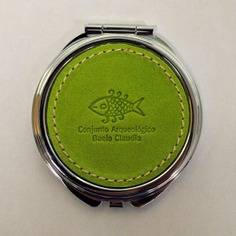 Espejo de bolso en piel Baelo Claudia | VERDE