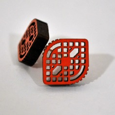 Pendientes de madera presión rombo | ROJO