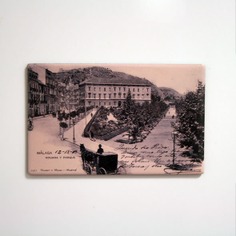 Imán postal Aduana y Parque de Málaga (1903)