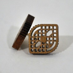 Pendientes de madera presión rombo | DORADO