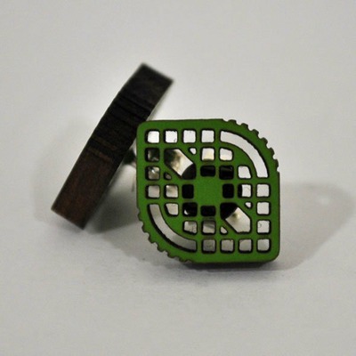 Pendientes de madera presión rombo | VERDE