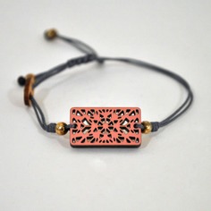 Pulsera de cuero con pieza de madera cruz | ROSA