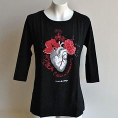 Camiseta de señora "Anatomía del corazón; ...Y tenía corazón" de Enrique Simonet Lombardo | S | NEGRA