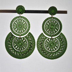 Pendientes de madera tres piezas círculo | VERDE