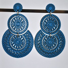 Pendientes de madera tres piezas círculo | AZUL