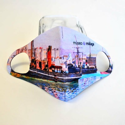 Mascarilla "Vista del puerto de Málaga" de Emilio Ocón y Rivas | M